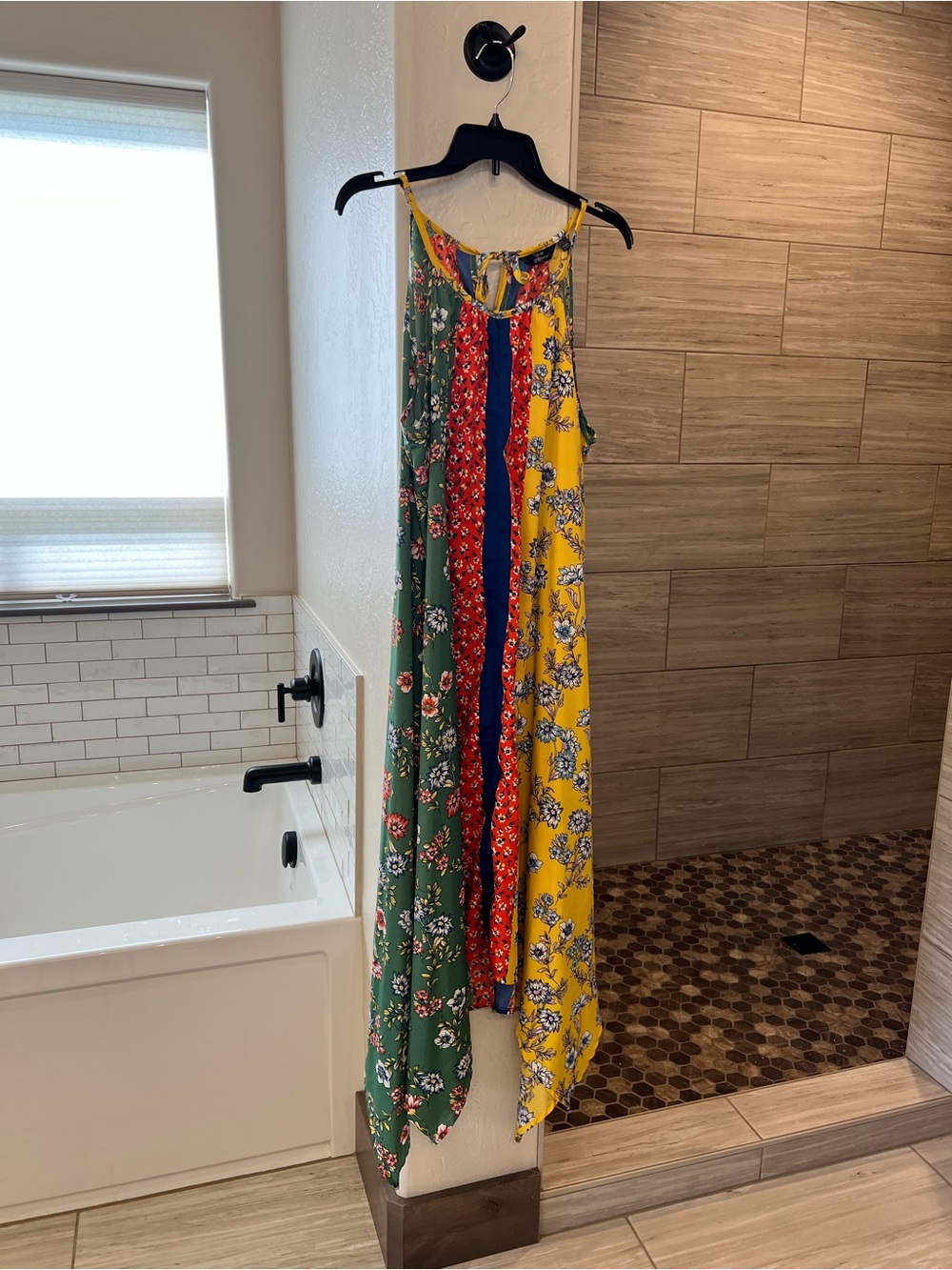 Mlle Gabrielle Floral Colorblock Dress - Yellow, Red, Blue & Green